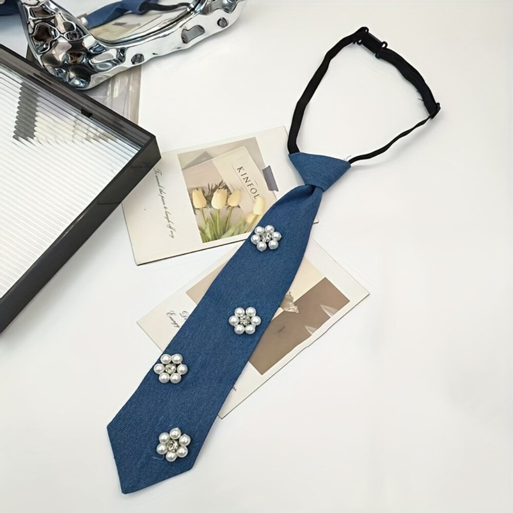Confetti Tweed Bow Jewel Brooch Tie - Picture 4 of 5